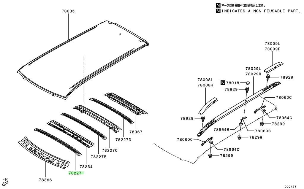NEW Genuine Mitsubishi Roof Bow OEM 5290F6650