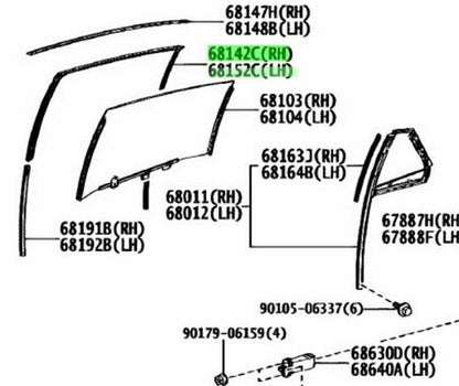 NEW Genuine Toyota Rear Door Glass Run Channel  R&L Set OEM 68142/68152-500401