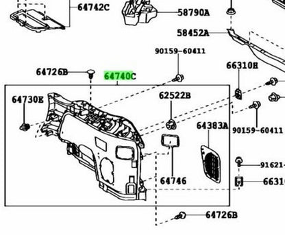 TOYOTA LEXUS RX270/350/450H DeckTrim SidePanel LH Interior LTGray 64740-48090-B01