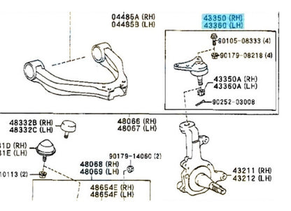 Toyota TACOMA RZN150 1995-2004 Front Upper Ball Joint RH & LH Set