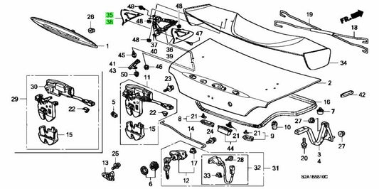 OEM 2008-2009 Honda S2000 FOOT L&R SET TRUNK SPOILER OUTER *NH745M* Silver