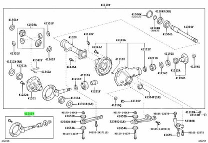 41201-80791 Toyota Final gear kit, differential, front 4120180791, New Genuine O0