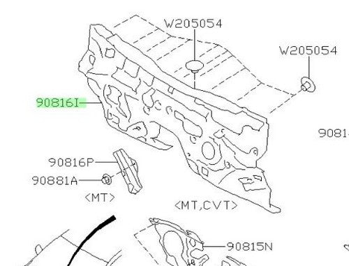 Genuine Subaru Toe Board Insulator OEM 90815-VA0501