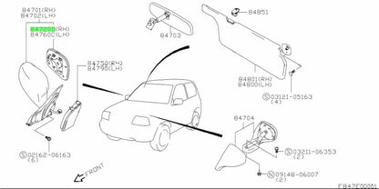 84720-65D00-000 Suzuki Mirror,out rr view,r 8472065D00000, New Genuine OEM Part0