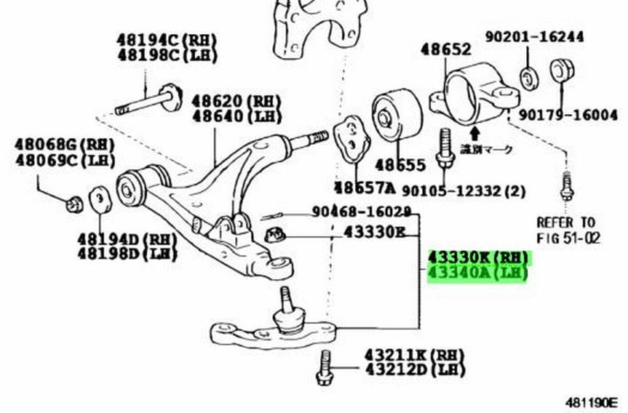 TOYOTA Genuine LEXUS LS430 UCF30 01-06 Front Lower Ball Joint Assy RH & LH Set