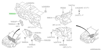 Genuine Subaru Toe Board Insulator OEM 90815-VA0500