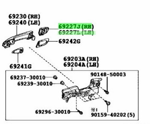 OEM LEXUS CT200H Rear HandleCover RH LH WhitePearl 69227-48010-A0 69228-48010-A01