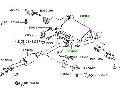 Genuine Nissan 350Z Z33 Rear Muffler 20100-CD000 w/Gasket 20691-0P600 OEM1