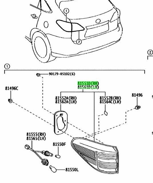 Genuine Lexus Rear Combination Lamp Lens & Body RH LH 81551-48230 81561-482300