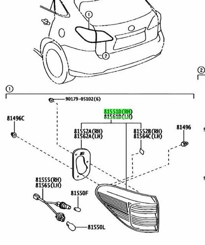 Genuine Lexus Rear Combination Lamp Lens & Body RH LH 81551-48230 81561-482300
