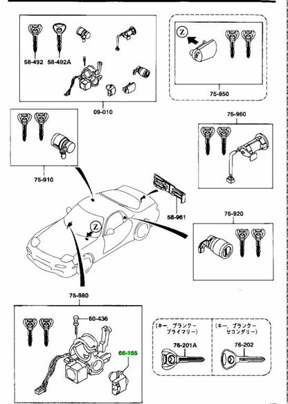 Genuine Mazda RX-7 FD3S Ignition Switch FD01-66-151A OEM1