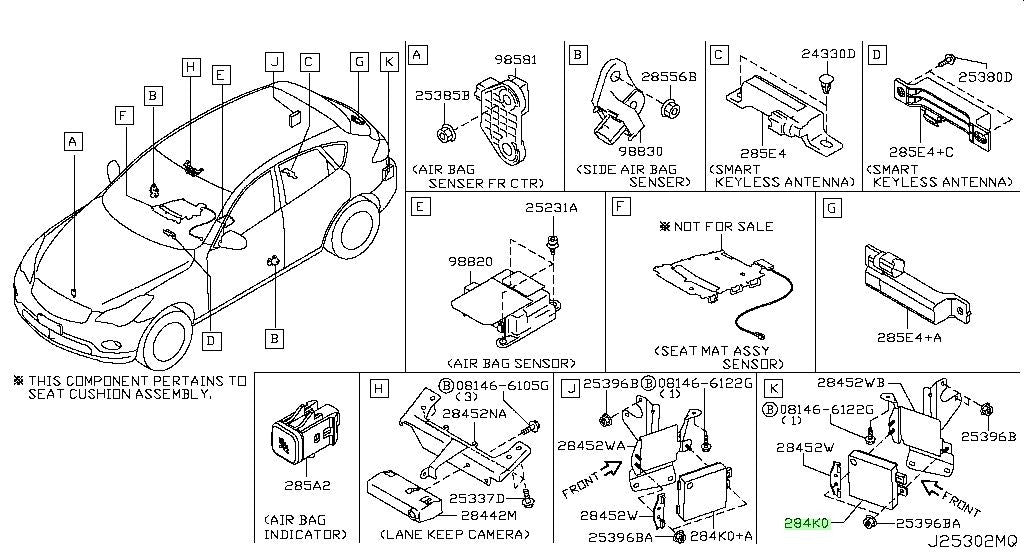 Genuine Nissan Side Obstacle Warning Sensor Assembly 284K0-1ME4A2