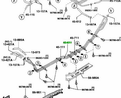 OEM MAZDA PUMP FUEL PIPE RX-7 FD3S FD01-45-611A1