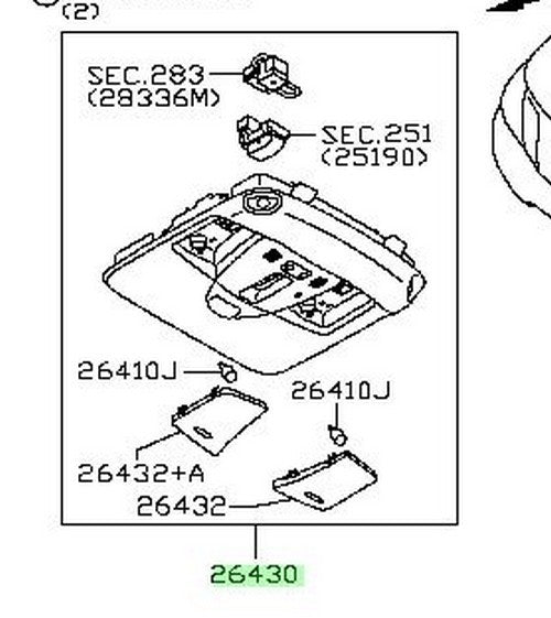 Genuine Nissan Map Lamp Assembly OEM 26430-1LA2A1