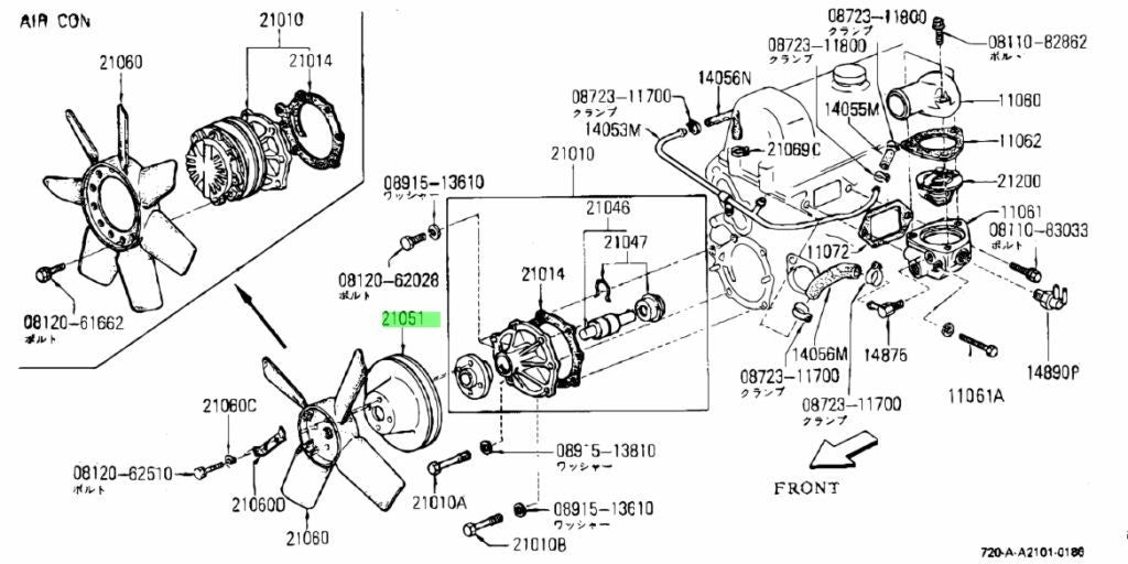 OEM Genuine Nissan Fan & Water Pump Pulley Datsun Truck Silvia 21051-21001 NEW1