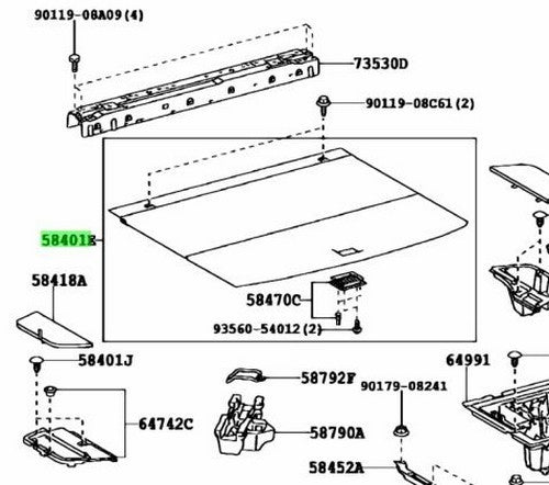Genuine TOYOTA LEXUS RX270/350/450H Deck Board Sub-Assy LT.GRAY 58410-48100-B01