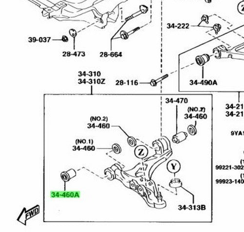 OEM Mazda FD01-34-460B Front Lower Arm Bushing RX-7 FD3S Suspension Genuine1