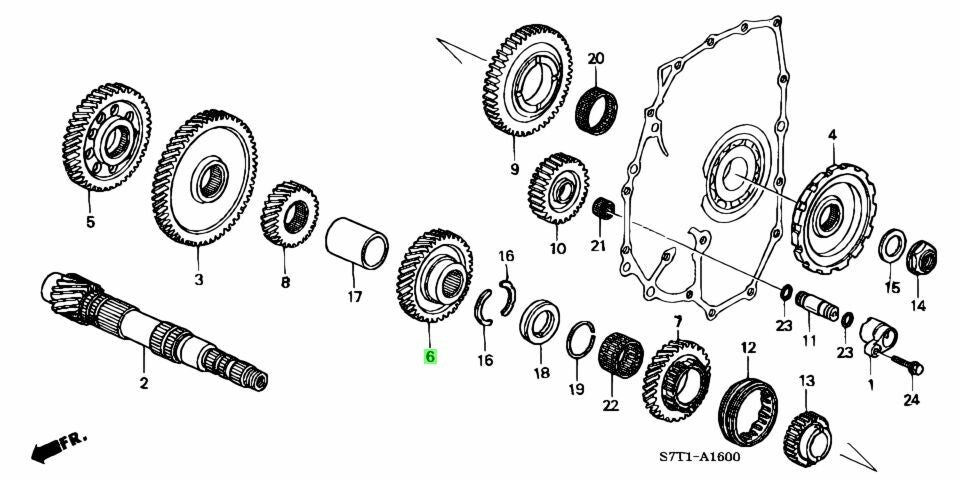 OEM HONDA GEAR, COUNTERSHAFT THIRD Civic DBA-FD2 23451-RCT-000