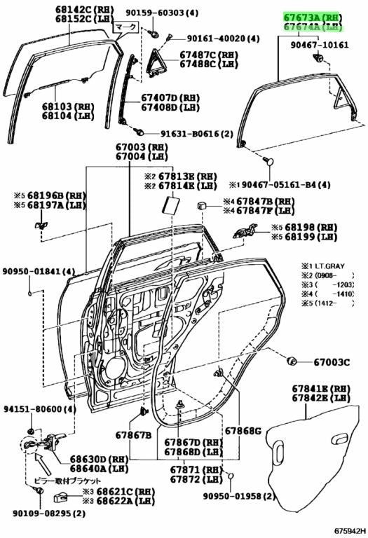 TOYOTA LEXUS RX270/350/450H Rear Door FrameGarnish RH LH 67673-48031 67674-480310