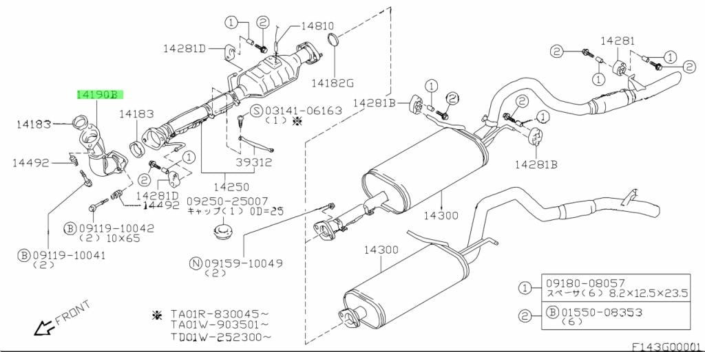 14190-58B02-000 Suzuki Pipe,exh no.1 1419058B02000, New Genuine OEM Part