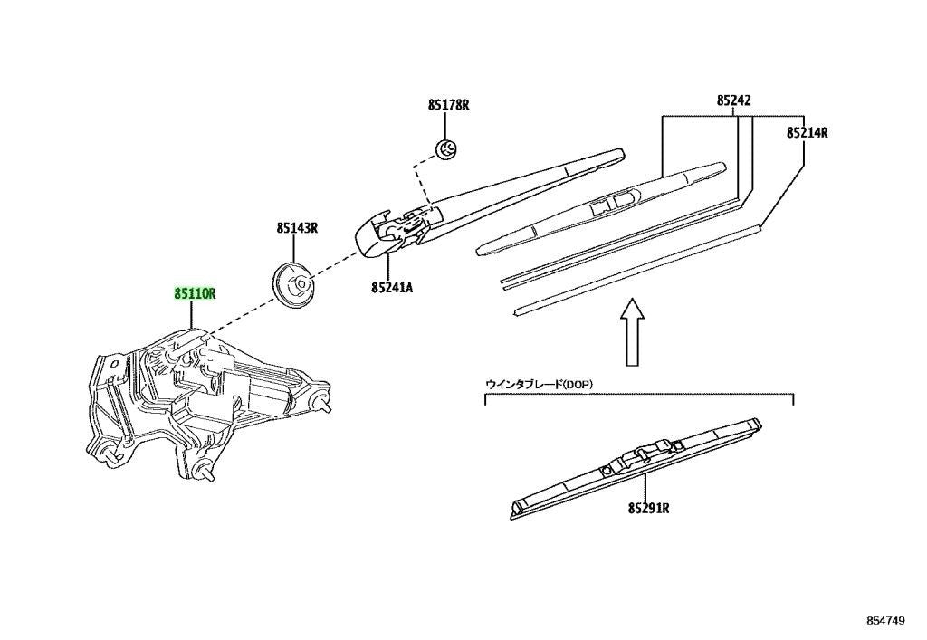 New Genuine Toyota Rear Wiper Motor Assy 85130-60360 OEM0