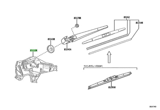 New Genuine Toyota Rear Wiper Motor Assy 85130-60360 OEM0