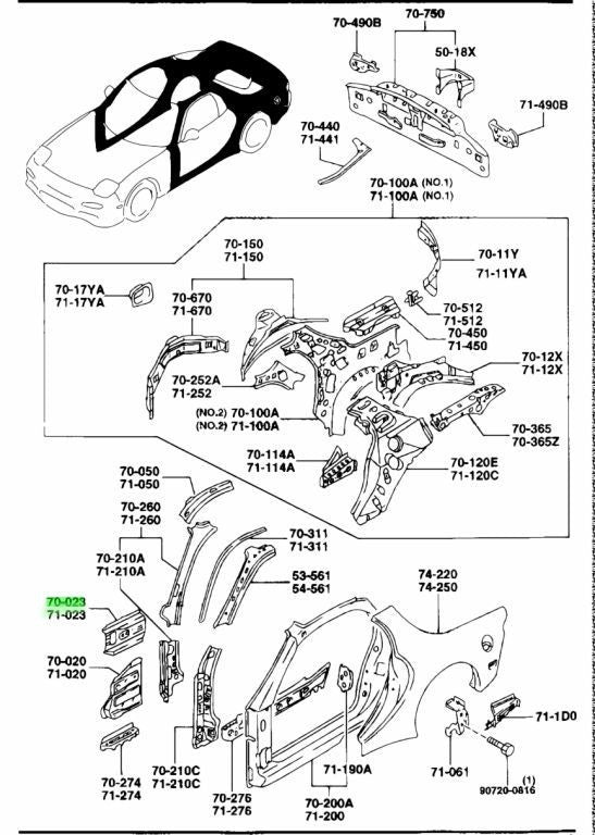 OEM MAZDA COWL SIDE REINFORCEMENT RH/LH SET RX-7 FD3S FD01-70-651A FD01-71-651A0