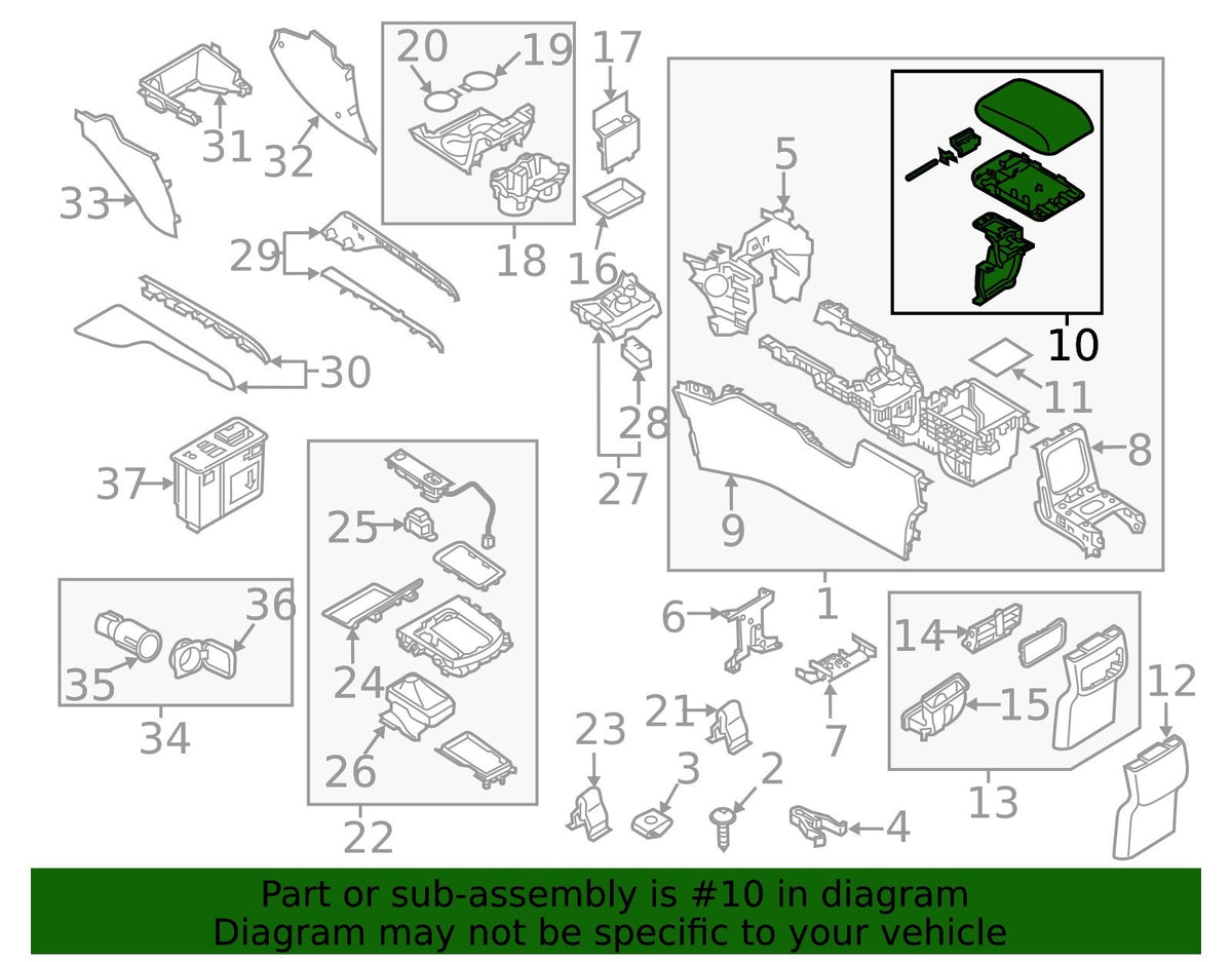 OEM Armrest Assembly / Console Armrest Genuine Mazda CX-5 K1236445002
