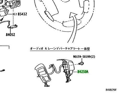Genuine Toyota Hiace GDH201V Dark Prime Steering Pad Switch Assy OEM 84250-261901