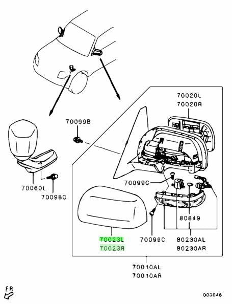 OEM Mitsubishi Pajero Montero COVER,DOOR MIRROR,OTR L&R 7632A261WB 7632A262WB1