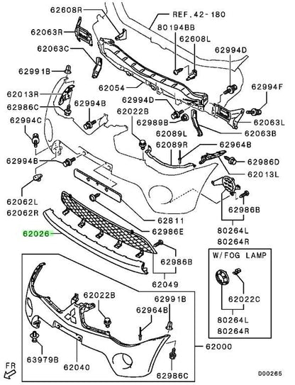 NEW Genuine Mitsubishi Front Bumper Plastic Cover OEM 6400C207WA1