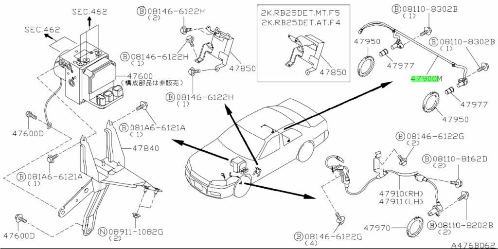 OEM Genuine Nissan SENSOR ASSEMBLY ANTI SKID REAR Skyline R34 47900-6L110 NEW2