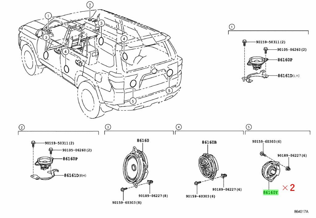 Genuine Toyota Speaker Assy Set of 2 86160-2B5801