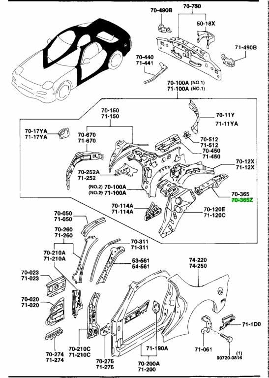 OEM MAZDA BELT LINE REINFORCEMENT LH RX-7 FD3S FD01-71-131A0