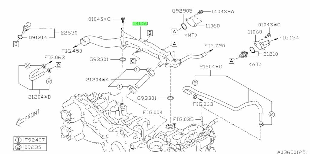 NEW Genuine Subaru Water Pipe Complete Assembly OEM 14050-AA9001