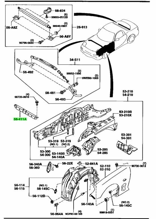 OEM MAZDA CROSS MEMBER RX-7 FD3S FD01-56-290A0