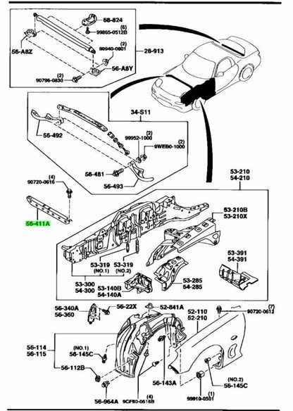 OEM MAZDA CROSS MEMBER RX-7 FD3S FD01-56-290A0