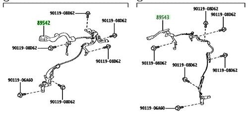OEM SENSOR, SPEED, FRONT R&L SET Genuine Toyota Lexus LX 600 89542/89543-600700