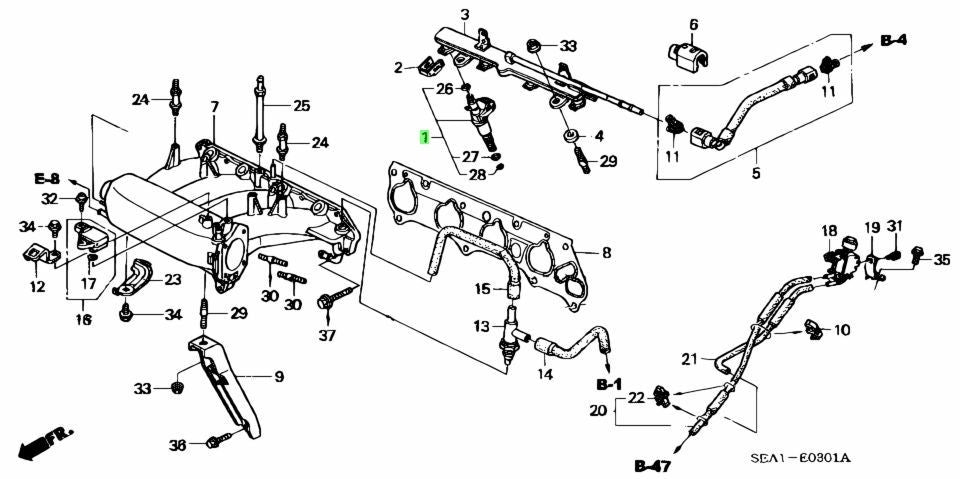 HONDA Genuine Accord Injector Assy 16450-RBB-003