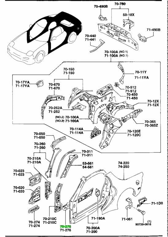 OEM MAZDA SIDE SILL REINFORCEMENT RH/LH SET RX-7 FD3S FD01-70-272B FD01-71-272B0