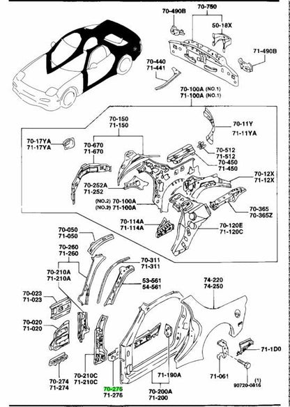 OEM MAZDA SIDE SILL REINFORCEMENT RH/LH SET RX-7 FD3S FD01-70-272B FD01-71-272B0