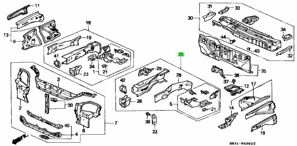 OEM Honda Civic EG EG6 EG8 EG9 60910-SR3-300ZZ LH Front Side Frame Genuine1