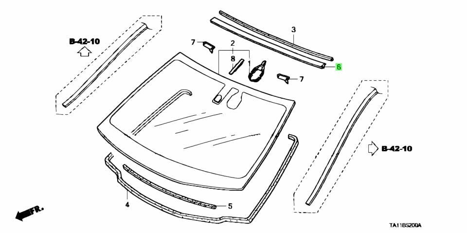 OEM Honda Molding, FR. Windshield Accord CP2 2008-2011