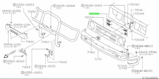 Genuine Suzuki Jimny JA11C JA11V JB31W Front Grille Mesh 72115-57C10 7211557C100