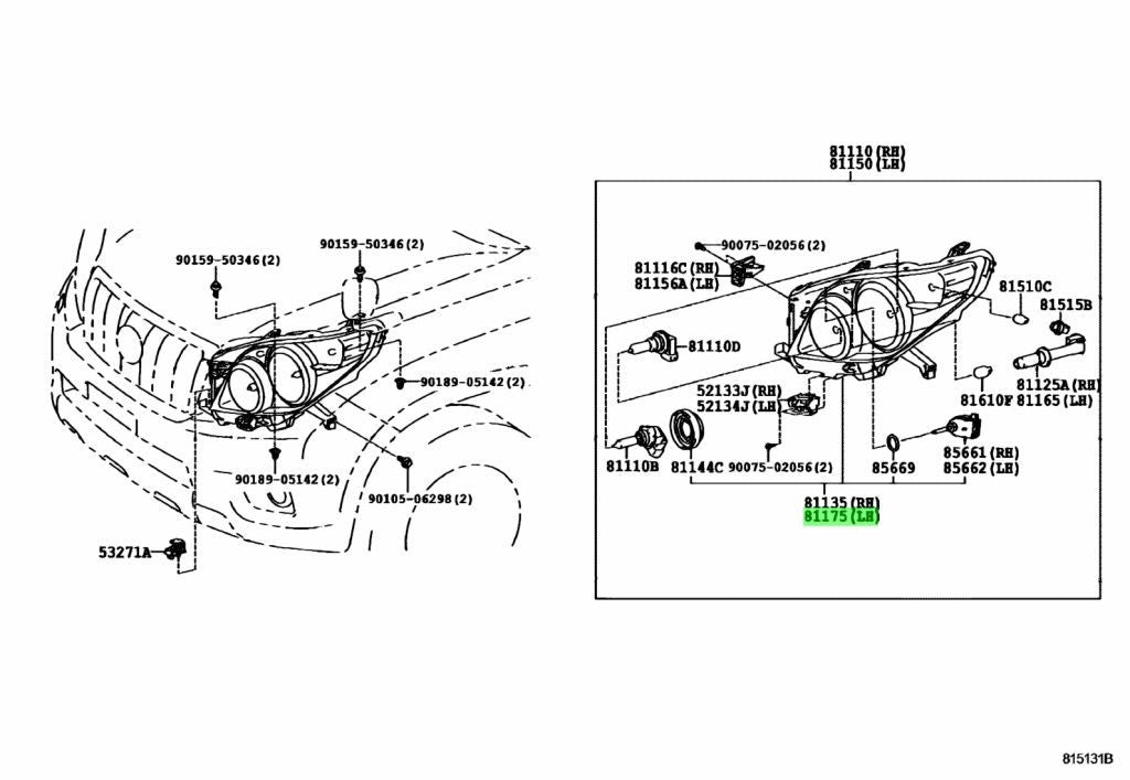 81185-60J40 Toyota Unit assy, headlamp, lh 8118560J40, New Genuine OEM Part2