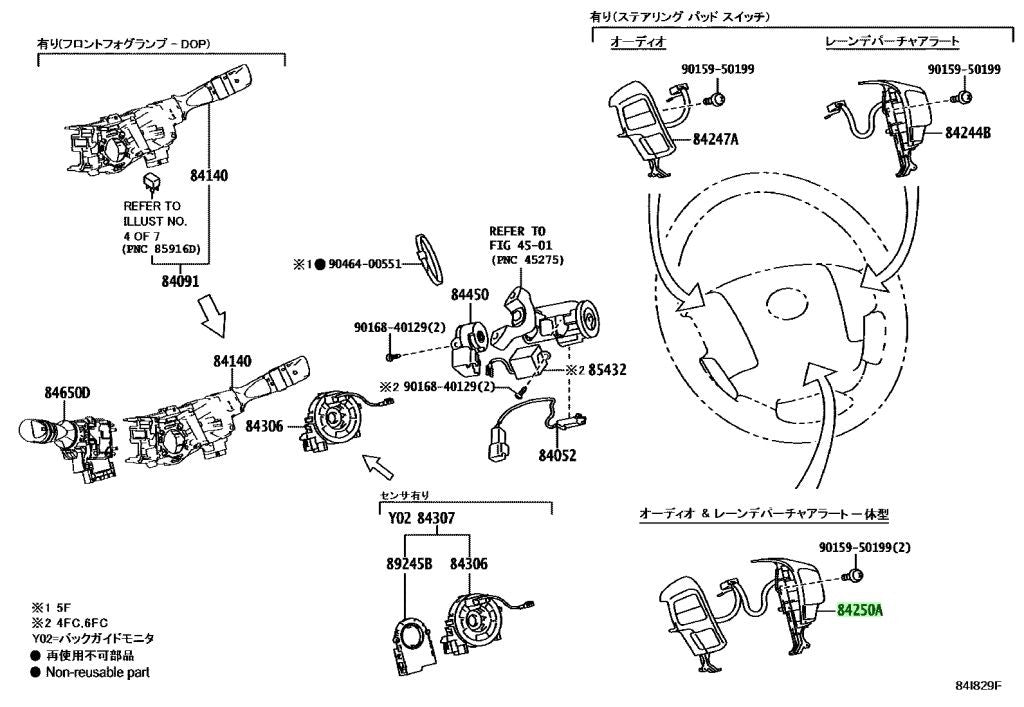 Genuine Toyota Hiace GDH201V Steering Pad Switch Assy w/ LDA OEM 84250-V30200