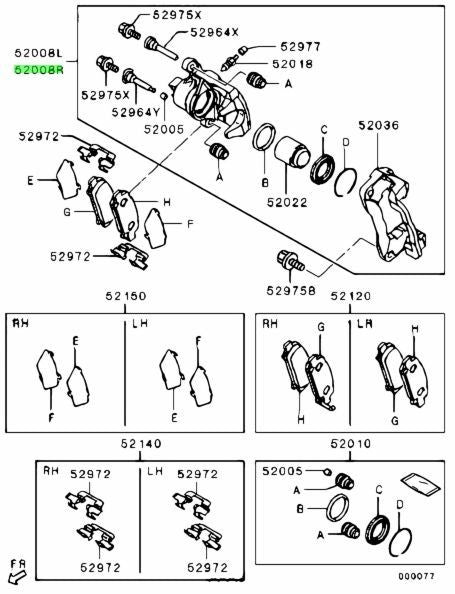 OEM Genuine Mitsubishi  Lancer Evolution CZ4A CALIPER KIT,RR BRAKE,RH 4605A576