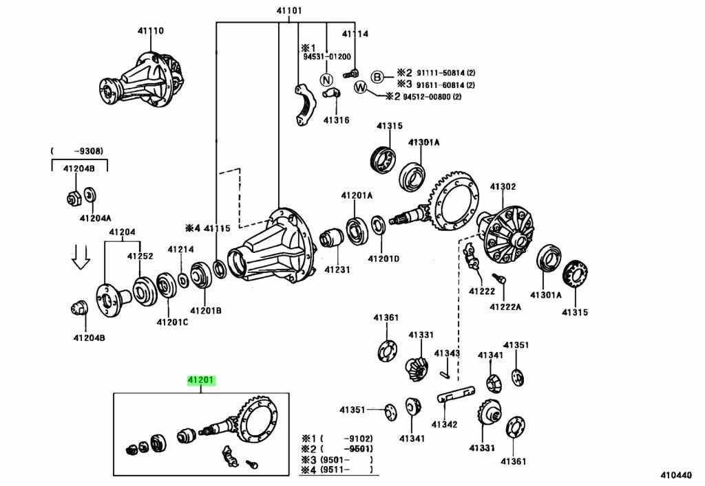 41201-29526 Toyota Final gear kit, differential, rear 4120129526, New Genuine OE0