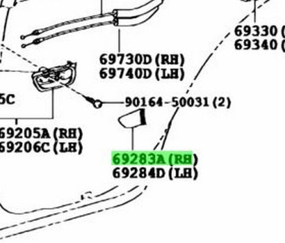 OEM Toyota Lexus Rear Door Inside Handle Beze Plug RH LightGray 69283-30050-B01
