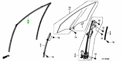 OEM Honda RUNCHANNEL FR. DOOR R&L SET Accord Cp2 2008-2012